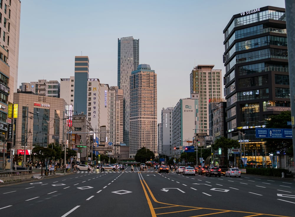 Stad met wegen in Zuid-Korea