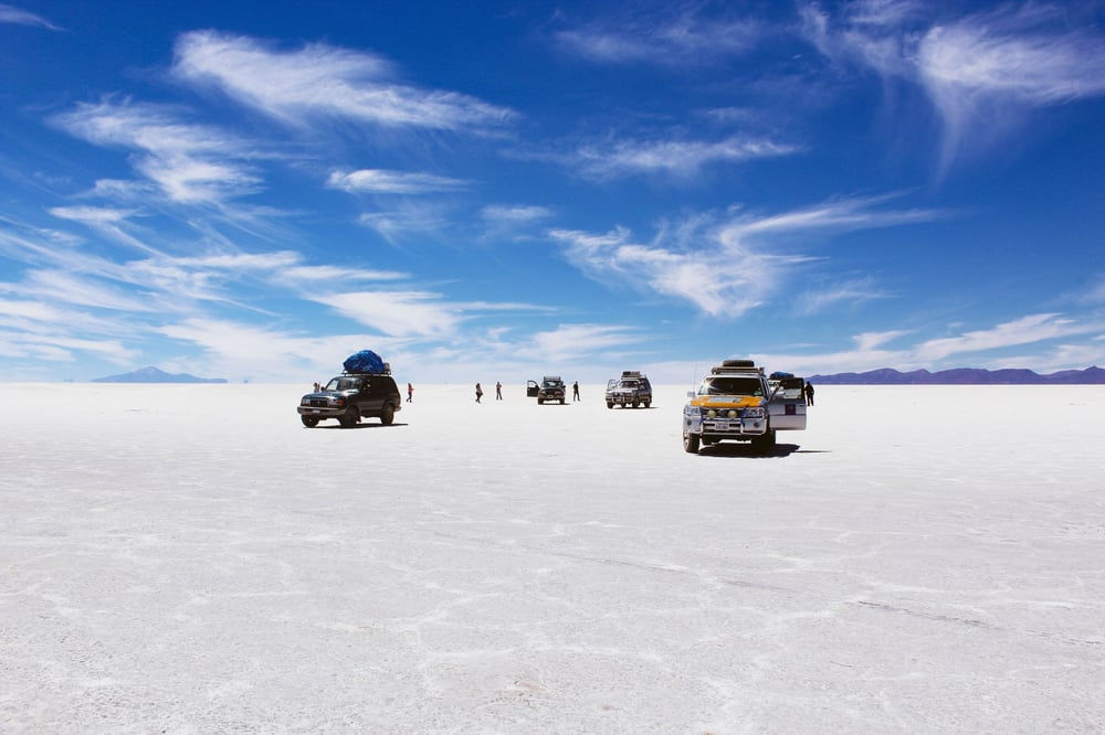 4x4 tour in Bolivia op witte vlaktes