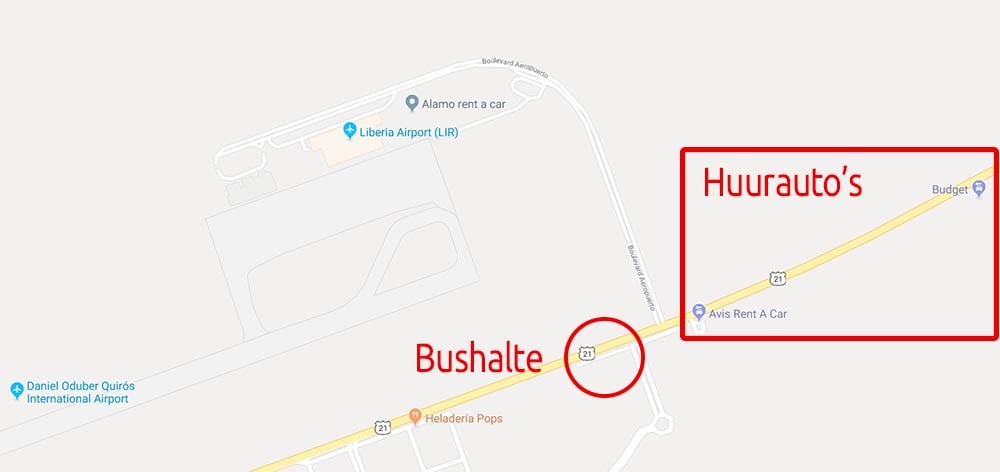 Een auto huren in Liberia in Costa Rica kan op deze locatie.