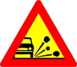 Waarschuwingsbord opspattend grind, IJsland
