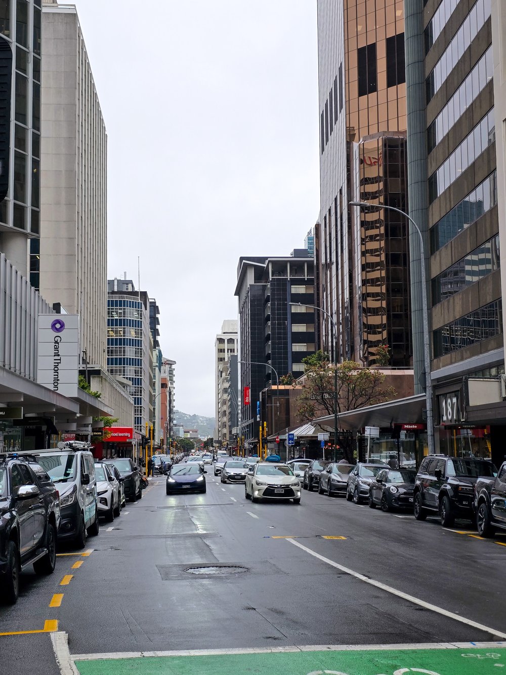 Een straat in Wellington, Nieuw-Zeeland
