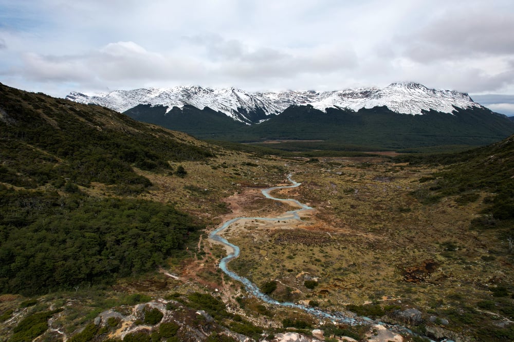 Uitzicht op een weg in een groene vallei in Argentinië